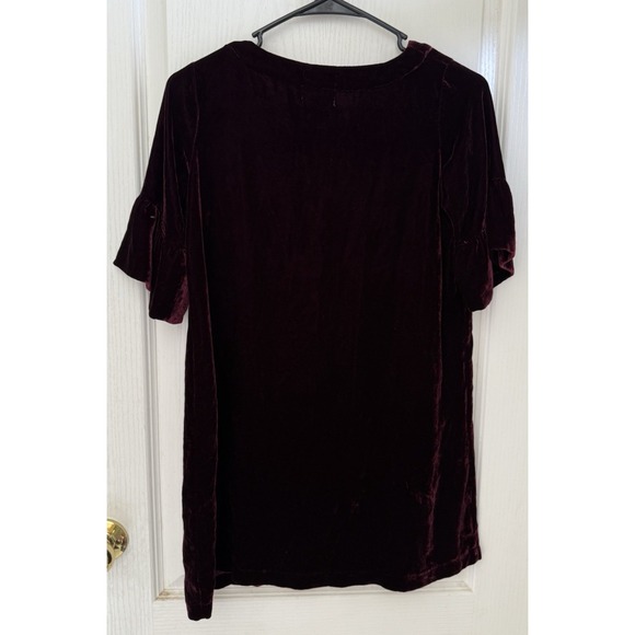 Peek Fleur Des Champs Dress Girls Sz 12 crushed velvet Burgundy Holiday silk - Picture 2 of 8